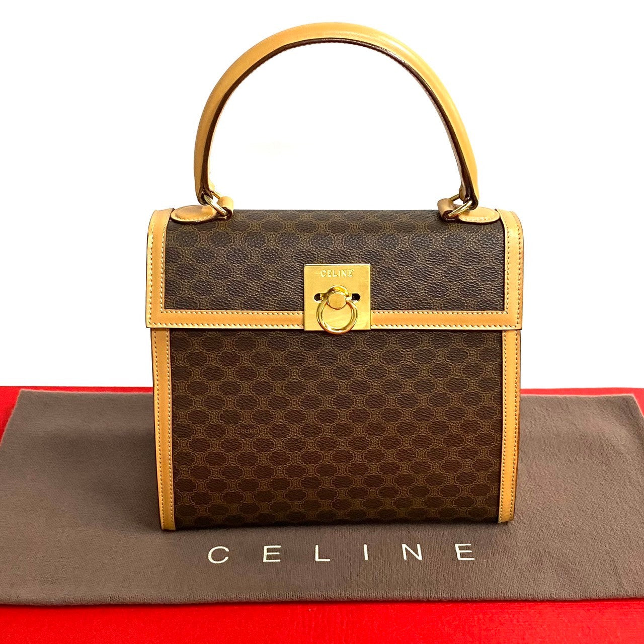 Celine Vintage Macadam Blazon Leather Handbag