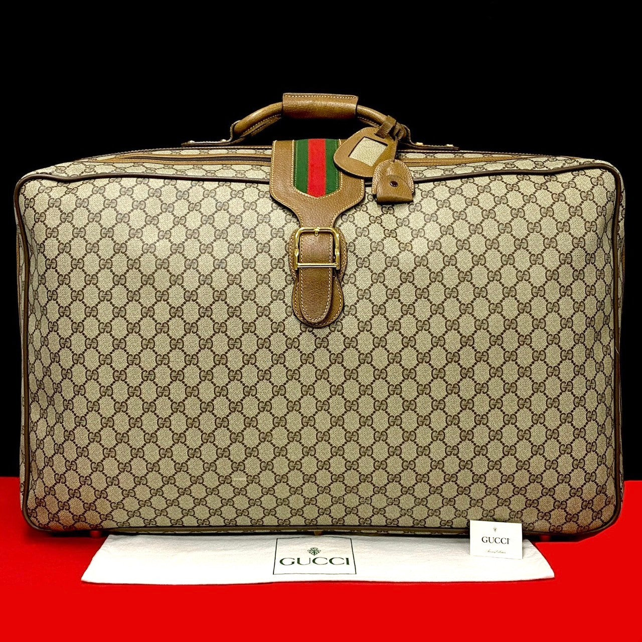 Gucci Leather Old GG Boston Bag Brown