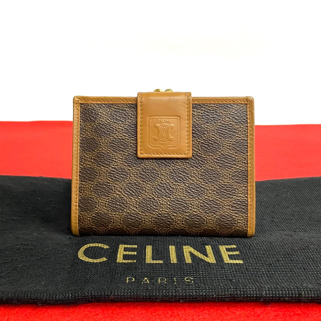 Celine Leather Macadam Blazon Wallet Brown