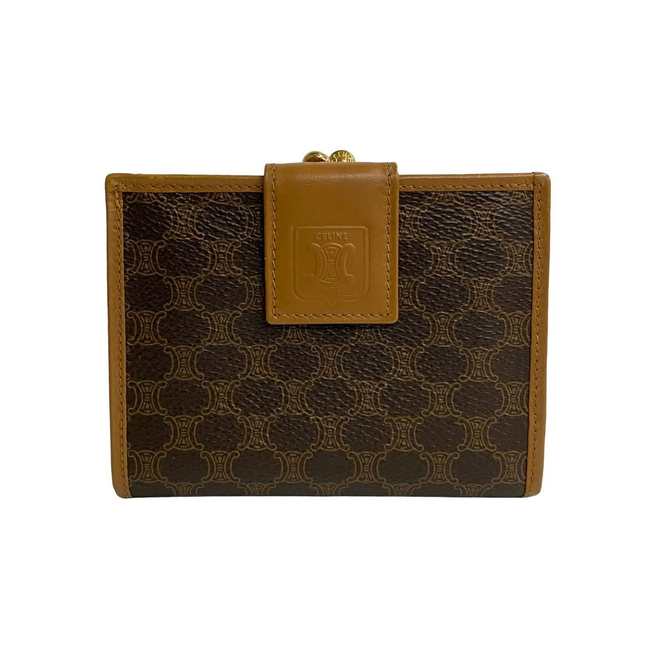 Celine Leather Macadam Blazon Wallet Brown