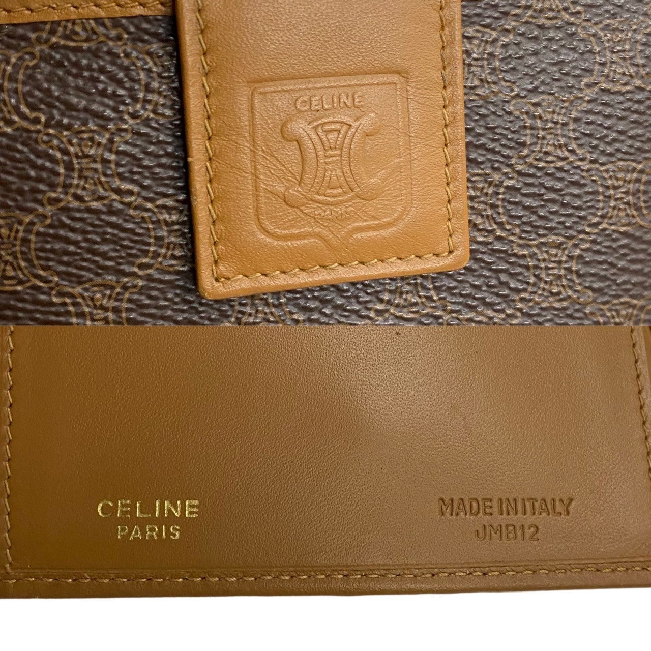 Celine Leather Macadam Blazon Wallet Brown