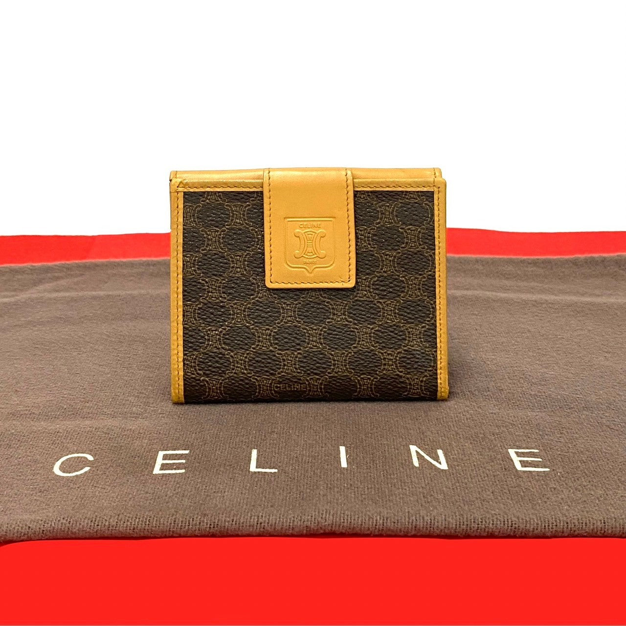 Celine Vintage Macadam Leather Wallet Brown