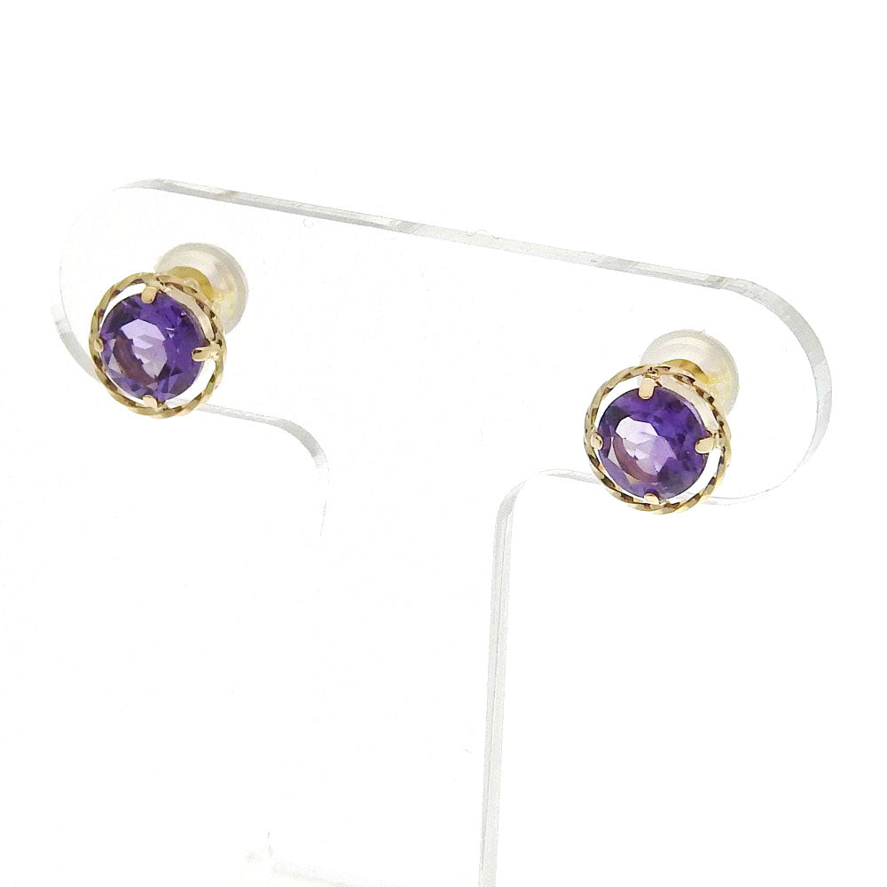 Earrings in K18 Yellow Gold with Amethyst, Purple, Preloved Grade SA, Women's