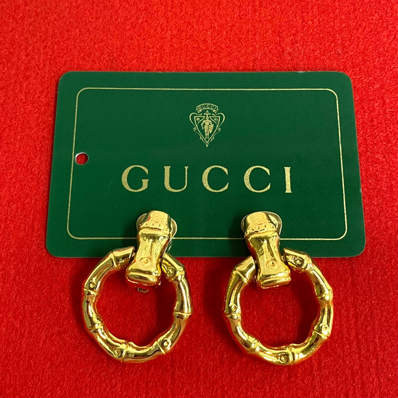 Gucci Vintage Bamboo Motif Earrings Gold