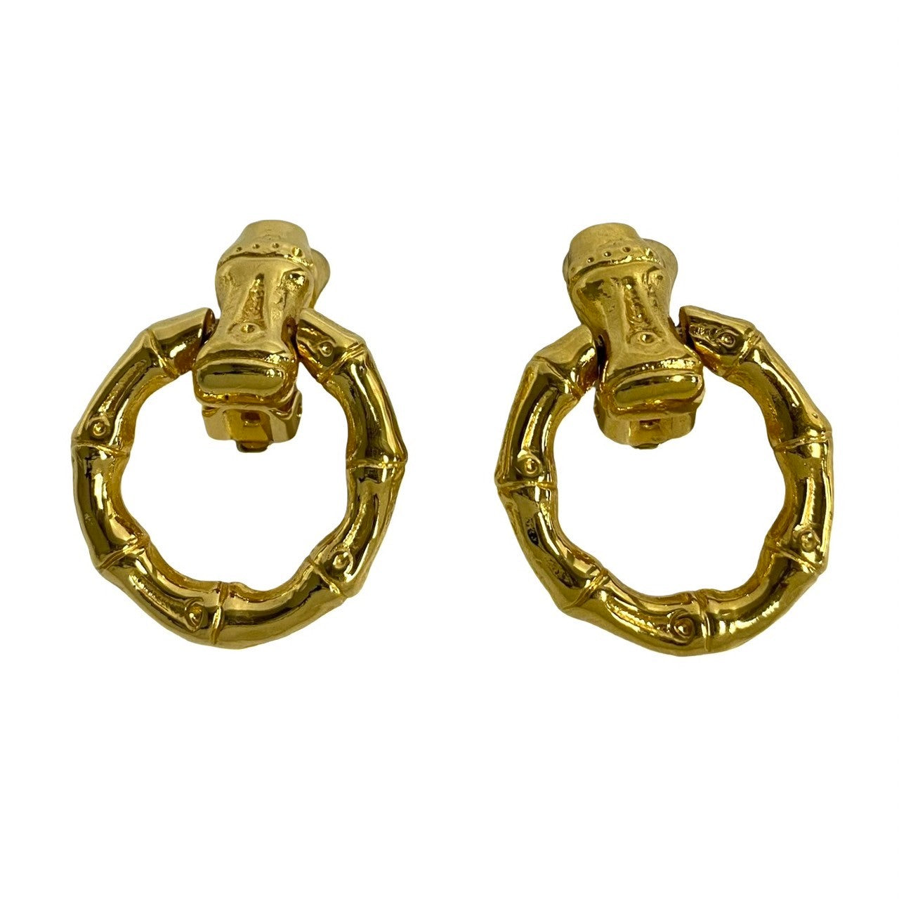 Gucci Vintage Bamboo Motif Earrings Gold