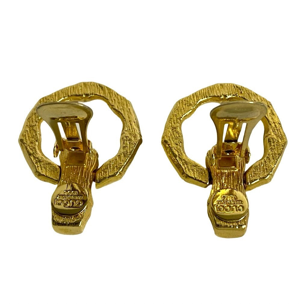 Gucci Vintage Bamboo Motif Earrings Gold