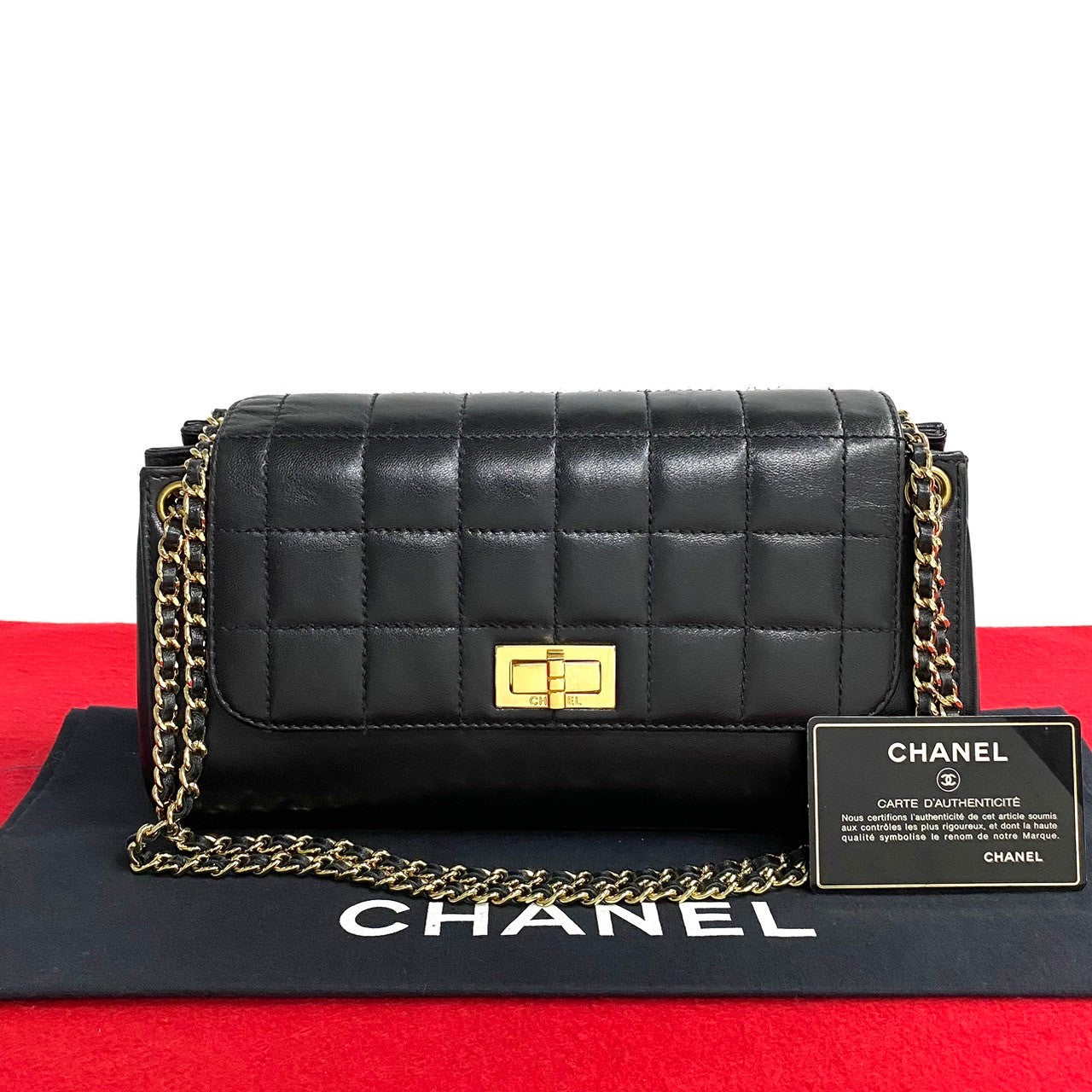 Chanel 2.55 Logo Turnlock Lambskin Shoulder Bag