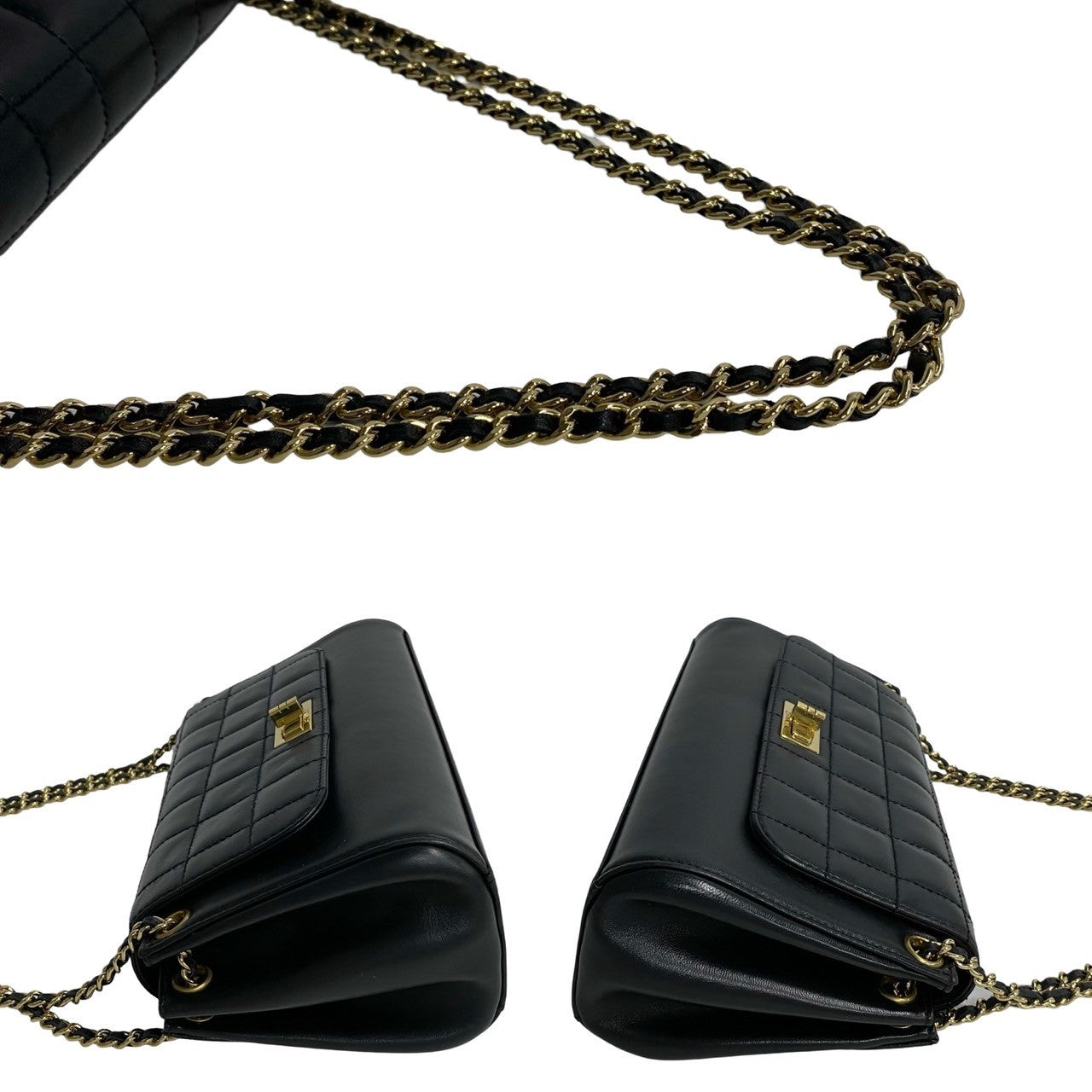 Chanel 2.55 Logo Turnlock Lambskin Shoulder Bag