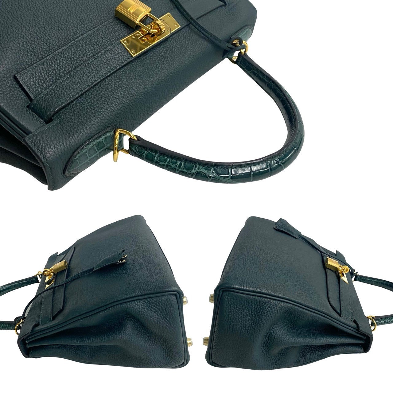 Hermes Kelly 28 Leather Shoulder Bag Green