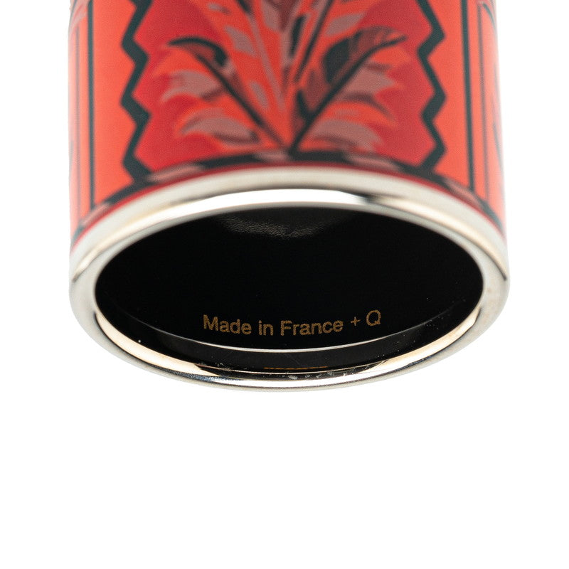 Hermes Cloisonne Scarf Ring Silver Red