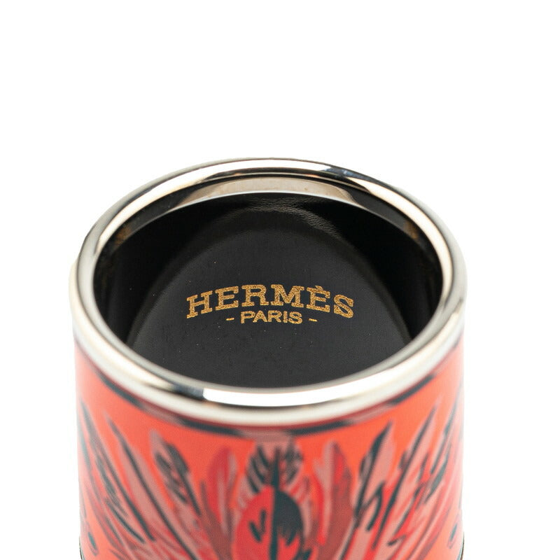 Hermes Cloisonne Scarf Ring Silver Red