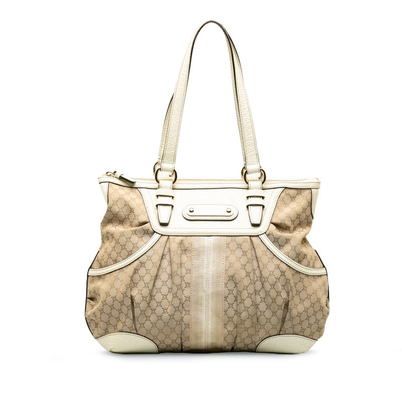 Celine Canvas Leather Macadam Croc Embossed Tote