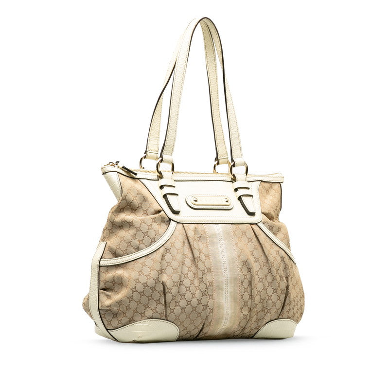 Celine Canvas Leather Macadam Croc Embossed Tote