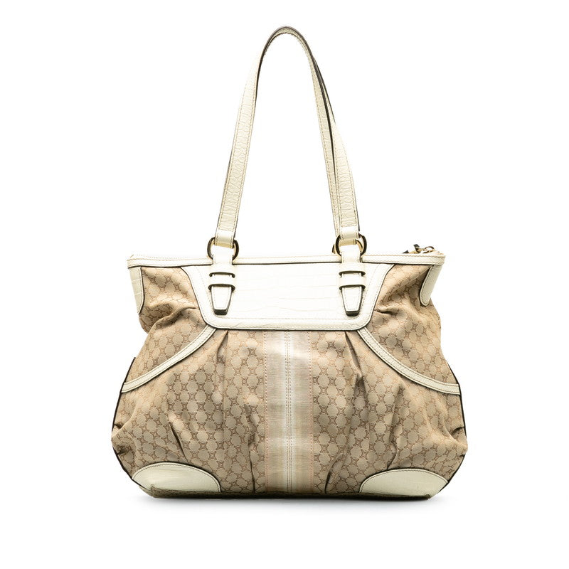 Celine Canvas Leather Macadam Croc Embossed Tote