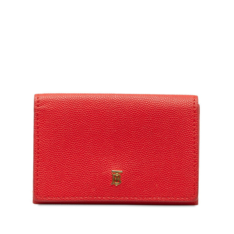 Burberry Leather TB Logo Trifold Wallet Red in Very Good Condition