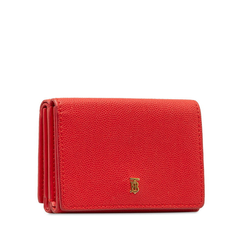 Burberry Leather TB Logo Trifold Wallet Red in Very Good Condition