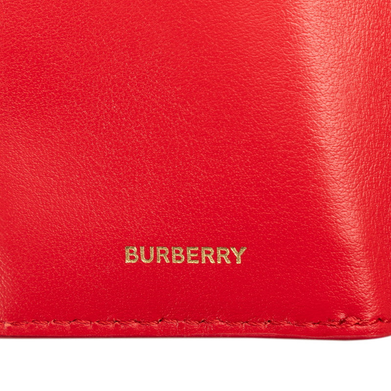 Burberry Leather TB Logo Trifold Wallet Red in Very Good Condition