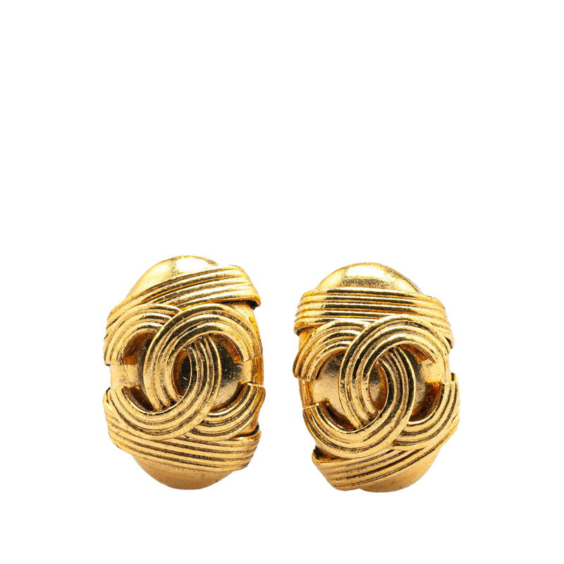 Chanel Vintage Coco Mark Round Earrings Gold