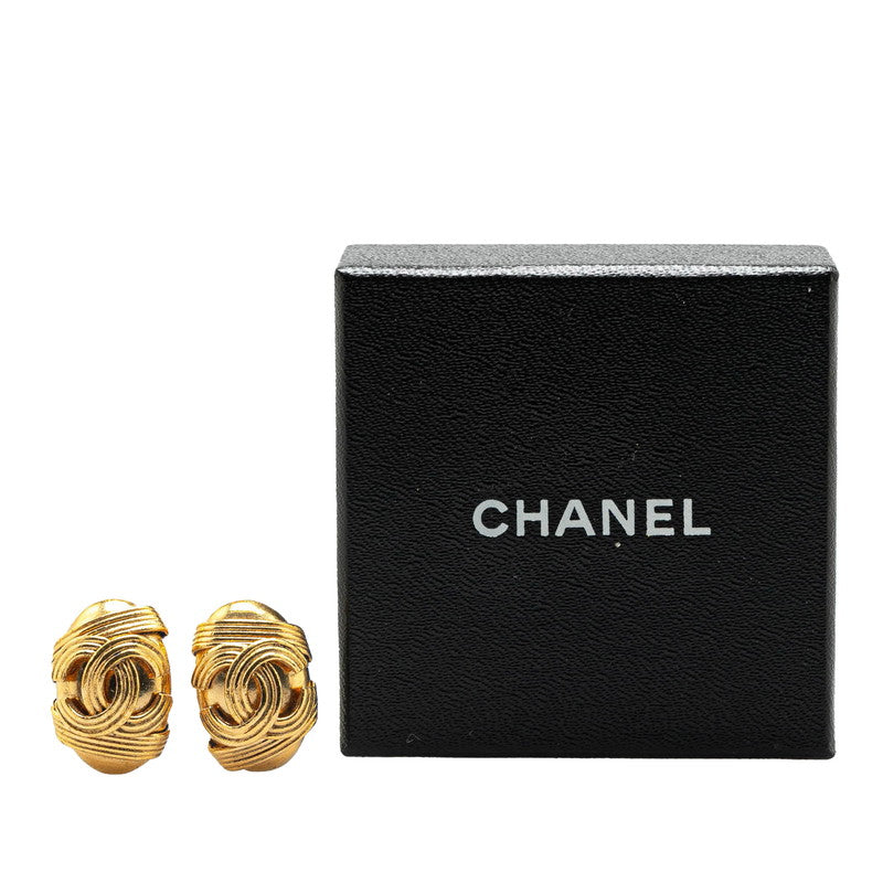 Chanel Vintage Coco Mark Round Earrings Gold