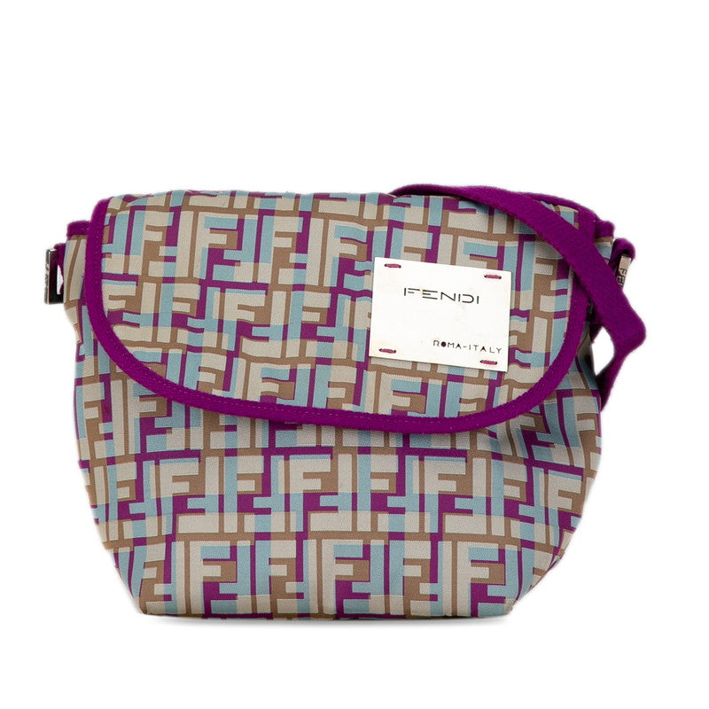 Fendi Zucca Flap Shoulder Bag  Canvas Shoulder Bag 26771 in Good condition