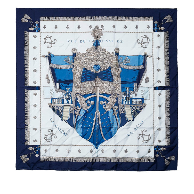 Hermes Silk Scarf Queen's Coronation Blue in Great Condition