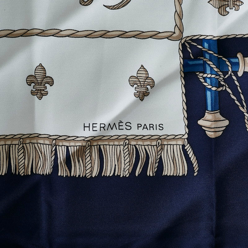 Hermes Silk Scarf Queen's Coronation Blue in Great Condition