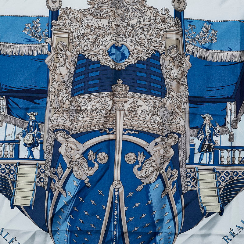 Hermes Silk Scarf Queen's Coronation Blue in Great Condition