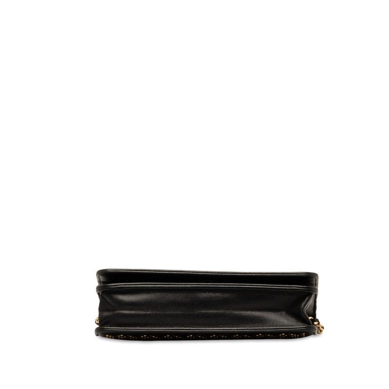 Chanel Matelasse Studded Chain Wallet Black