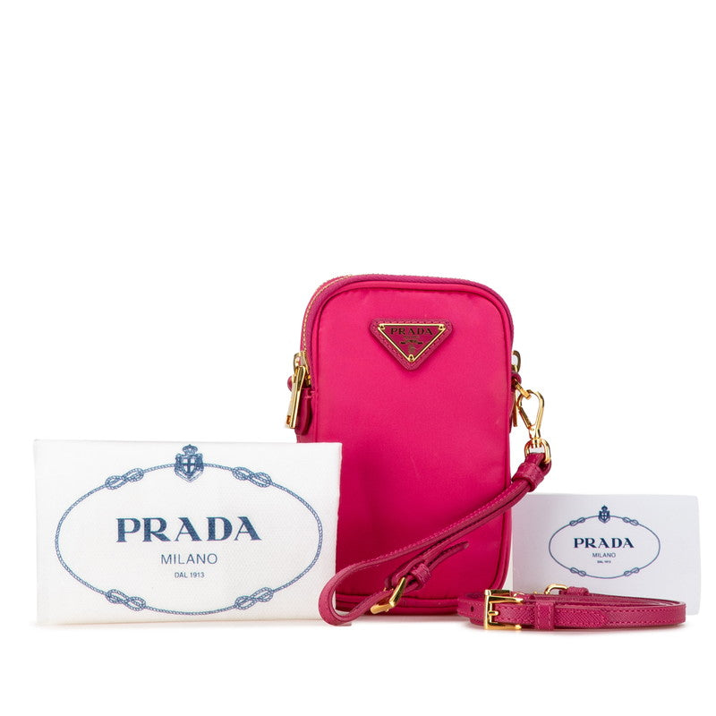 Prada Nylon Leather Mini Shoulder Bag 1N1860 in Very Good Condition