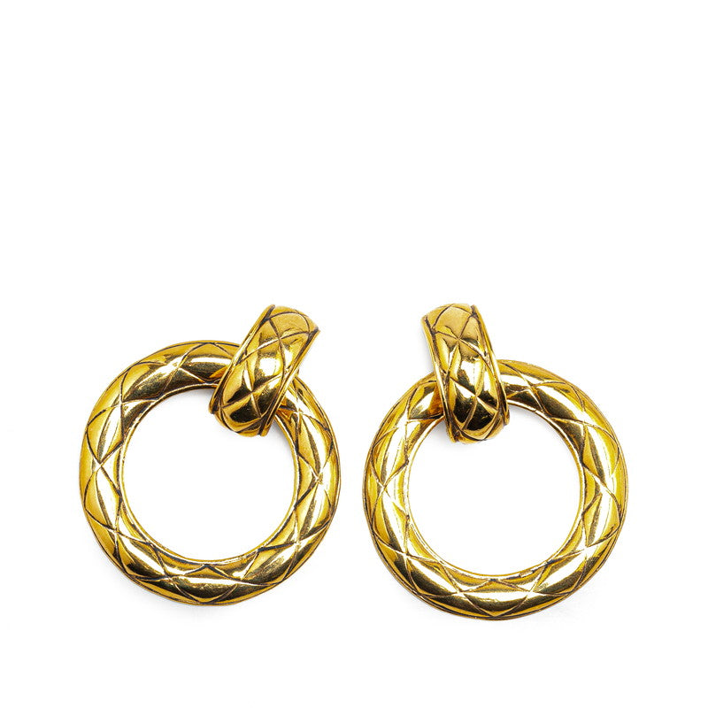 Chanel Matelasse Round Swing Earrings Gold