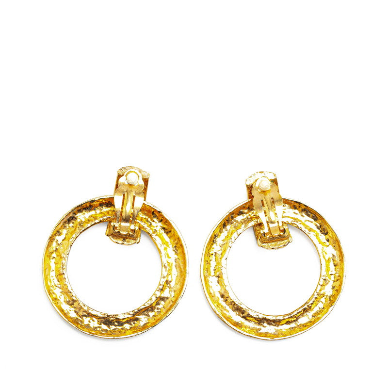 Chanel Matelasse Round Swing Earrings Gold