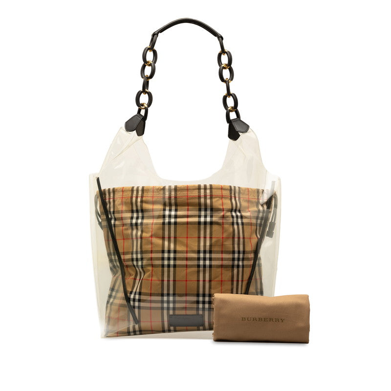 Burberry Nova Check Shoulder Bag Brown PVC Leather