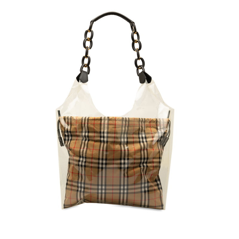 Burberry Nova Check Shoulder Bag Brown PVC Leather