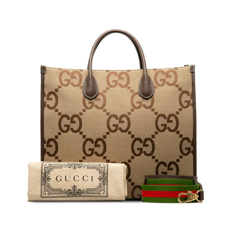 Gucci Jumbo GG Canvas Leather 2WAY Shoulder Tote Bag 678839