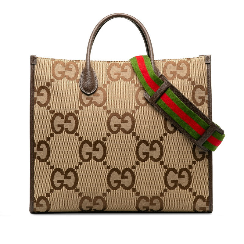 Gucci Jumbo GG Canvas Leather 2WAY Shoulder Tote Bag 678839