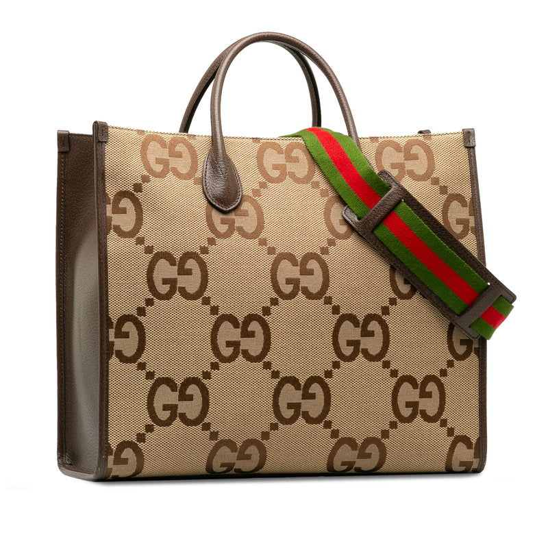 Gucci Jumbo GG Canvas Leather 2WAY Shoulder Tote Bag 678839