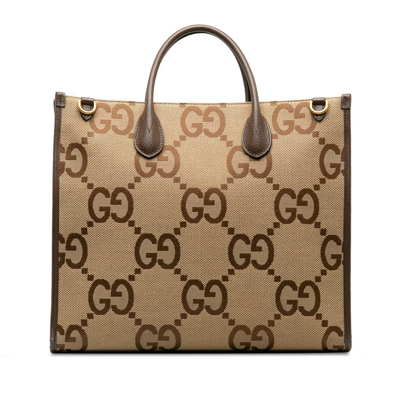 Gucci Jumbo GG Canvas Leather 2WAY Shoulder Tote Bag 678839