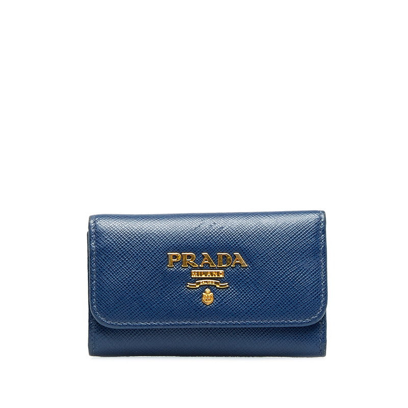 Prada Saffiano Leather Key Case 1PG222 Blue