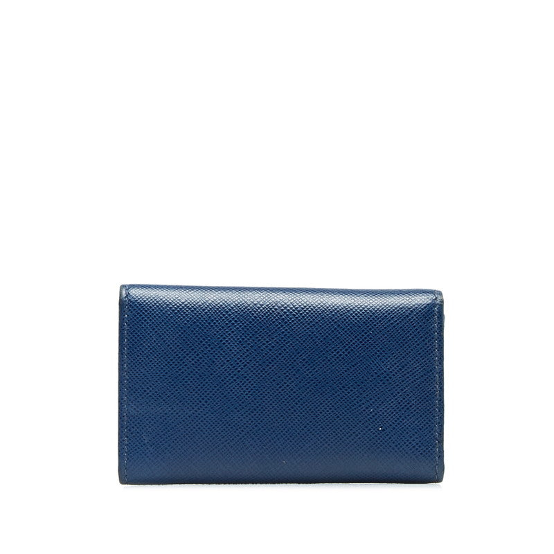 Prada Saffiano Leather Key Case 1PG222 Blue in Very Good Condition