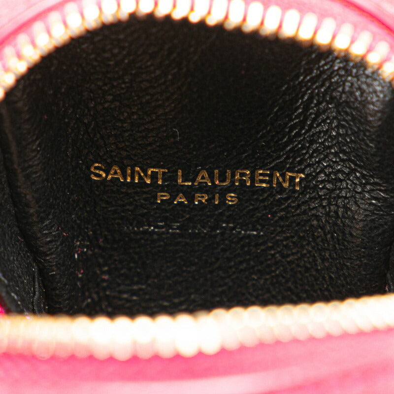 YSL Logo Suede Leather Coin Case Pink in Great Condition