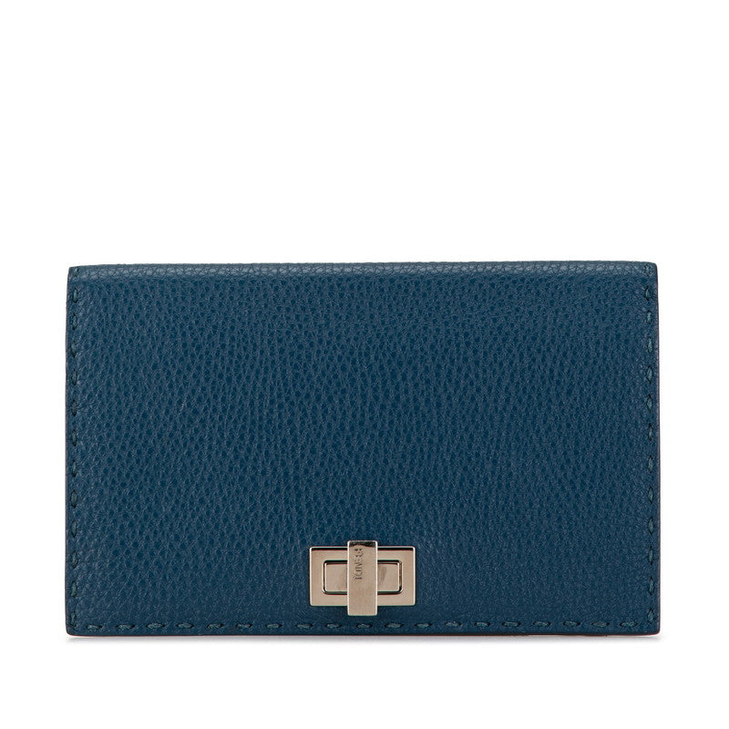 Fendi Peekaboo Selleria Leather Long Wallet Blue in Great Condition