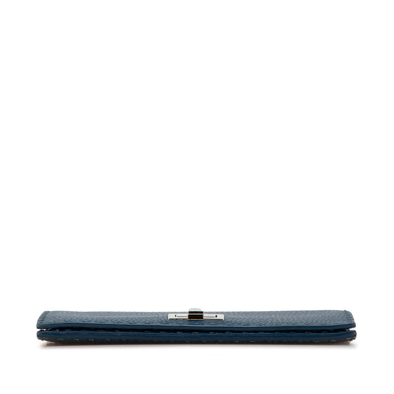 Fendi Peekaboo Selleria Leather Long Wallet Blue in Great Condition