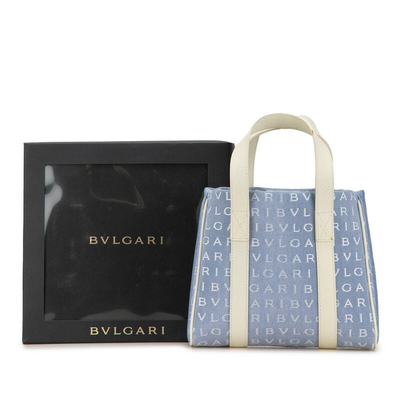 Bvlgari Logo Mania Mini Tote Bag Canvas Leather in Very Good Condition