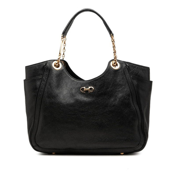 Salvatore Ferragamo Gancini Betulla Leather Tote Bag