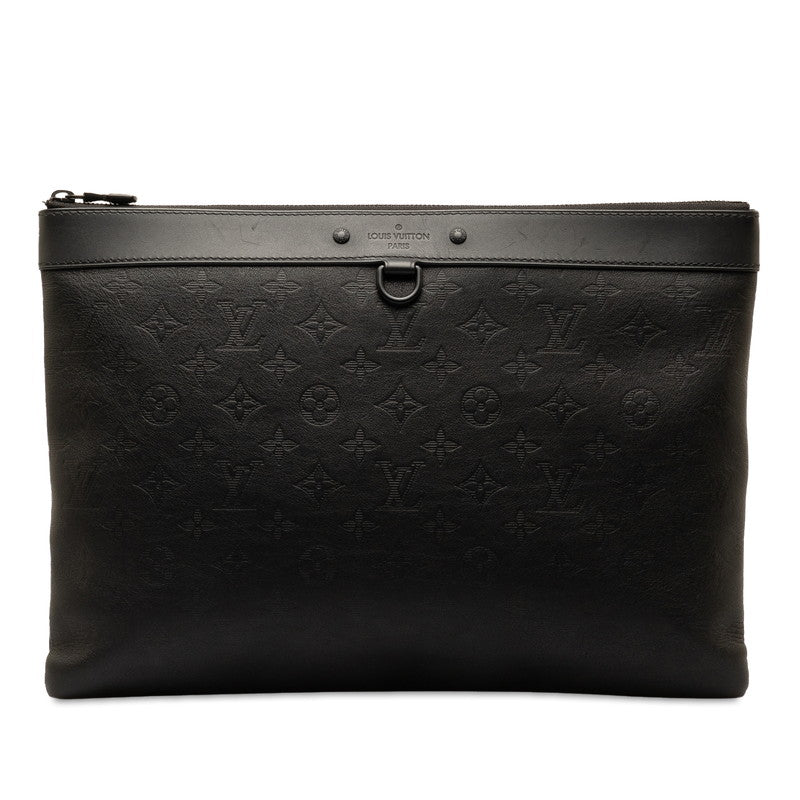 Louis Vuitton Monogram Shadow Pochette Discovery GM Leather Clutch Bag in Great Condition