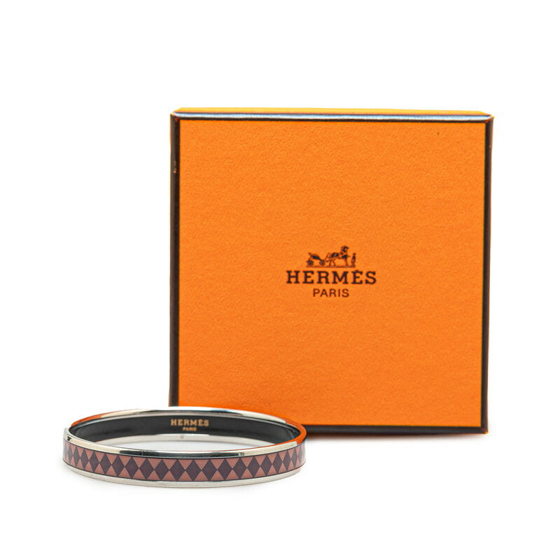 Hermes Enamel PM Diamond Bangle Purple Silver Metal