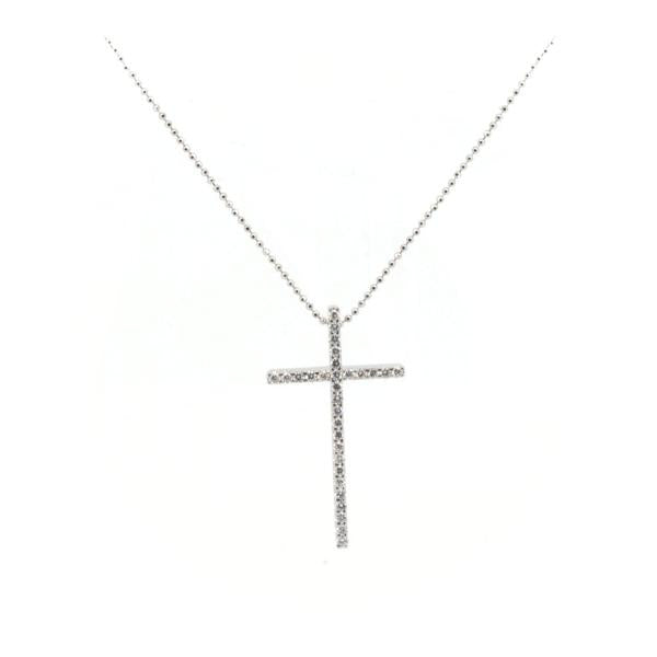 Vandome Aoyama Cross Diamond Necklace 0.43ct in K18 White Gold for Women  in Excellent Condition