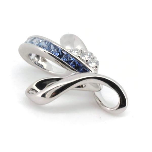 June Women's White Gold K18/Sapphire/Diamond Pendant with 0.85ct Sapphire and 0.17ct Diamond, Silver