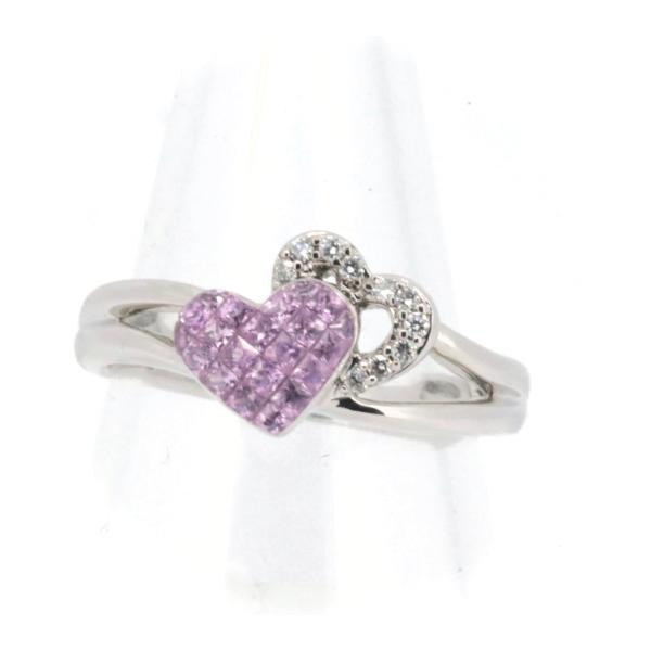 Masumikasahara Pink Sapphire and Diamond Ring in 18K White Gold, Size 19