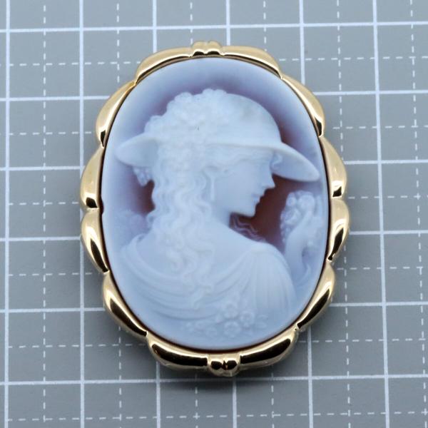 "Gerhard Schmidt K18 Yellow Gold Ladies Stone Cameo Pendant, Women's Gold Pendant" in Great Condition